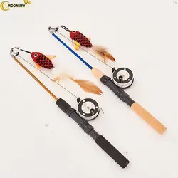 Retractable Cat Toy Fish Type Telescopic Feathers Funny Cat Stick Pet Toy Cat Rods Simulation Fishing Rod