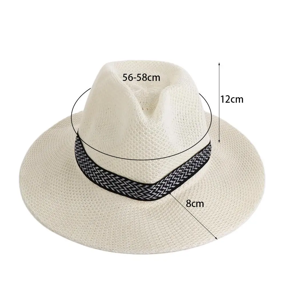 Hat Fashion Bohemia Style Travel Dad Bowler Hat Beach Panama Hat Solid Color Old Man Sun Hat Middle-aged Men Straw Hat