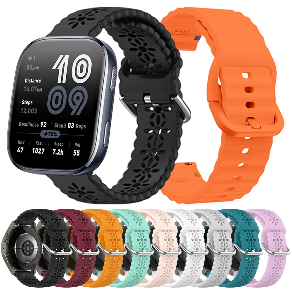 سيليكون 20 مللي متر 22 مللي متر الرياضة حزام الساعات ل Huami AMAZFIT نشط 2 BIP 6 5 حزام Zepp Z GTR 4 3 2e GTS 4 mini 3 الفهد برو سوار