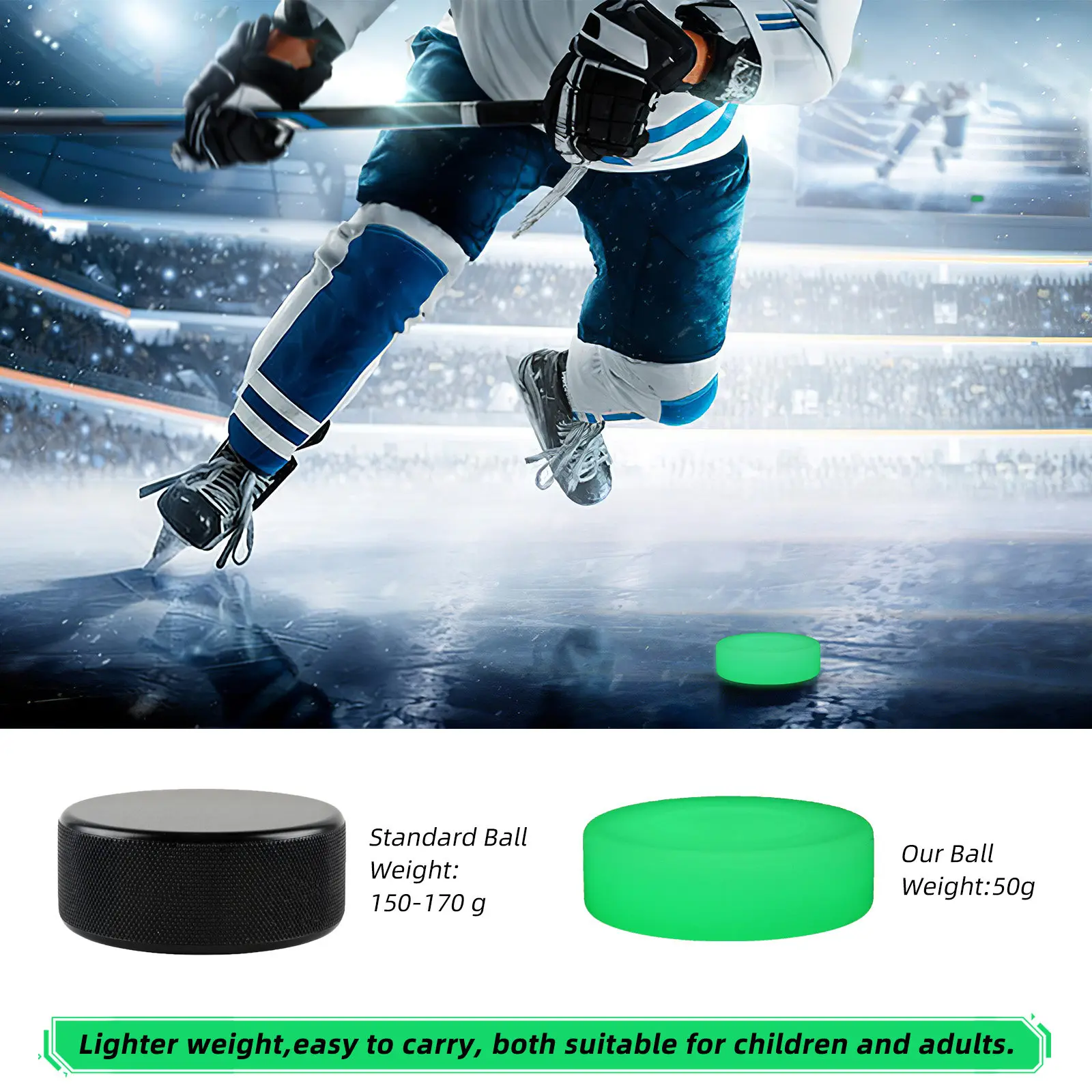 

3Pcs Luminous Ice Hockey Pucks PVC Material Hockey Puck Small for Daily Training Competition Smooth Surface Stability Low