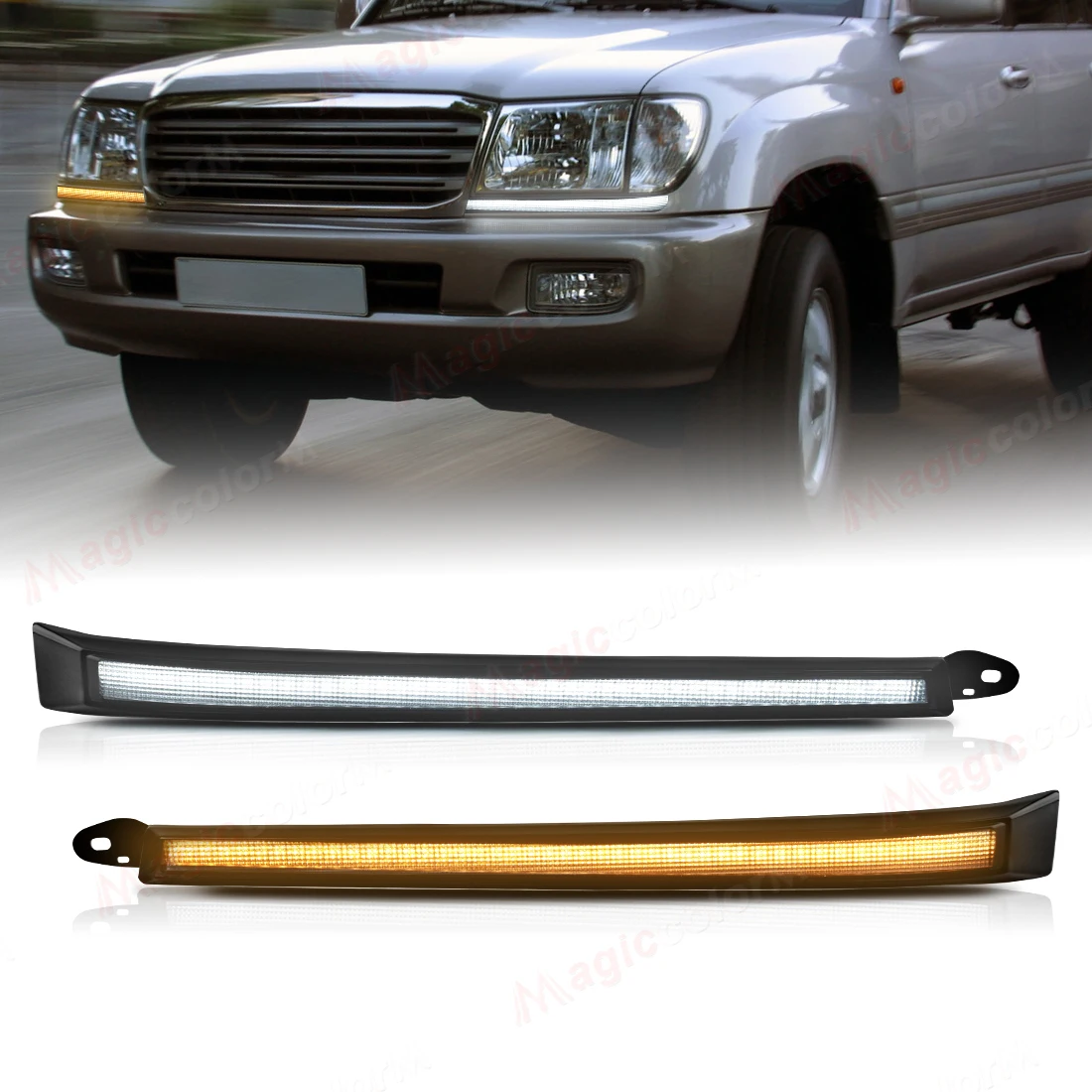 

Для Toyota Land Cruiser 4500 4700 100 LC100 FZJ100 UZJ100 98-07 дневные ходовые огни светодиодные DRL запуск анимация указатель поворота