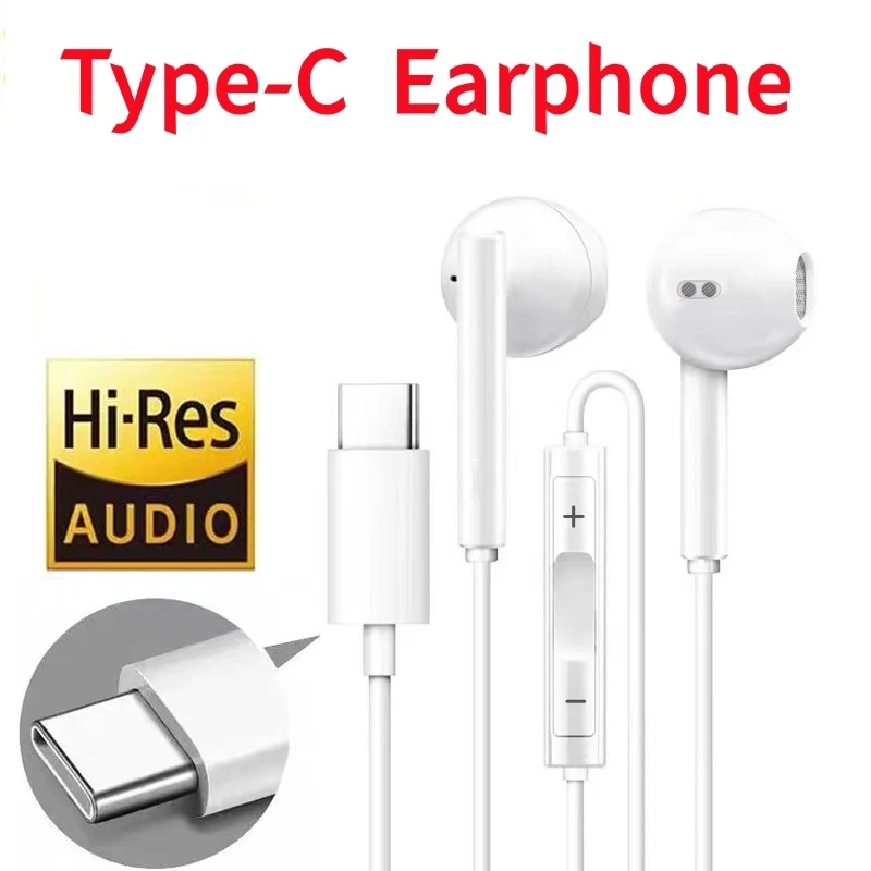 Type C Wired Earphones For Music Headphones iPhone 15 16 17 Pro Max With Mic For Sumsung Xiaomi Huawei USB C Tablet Earplug