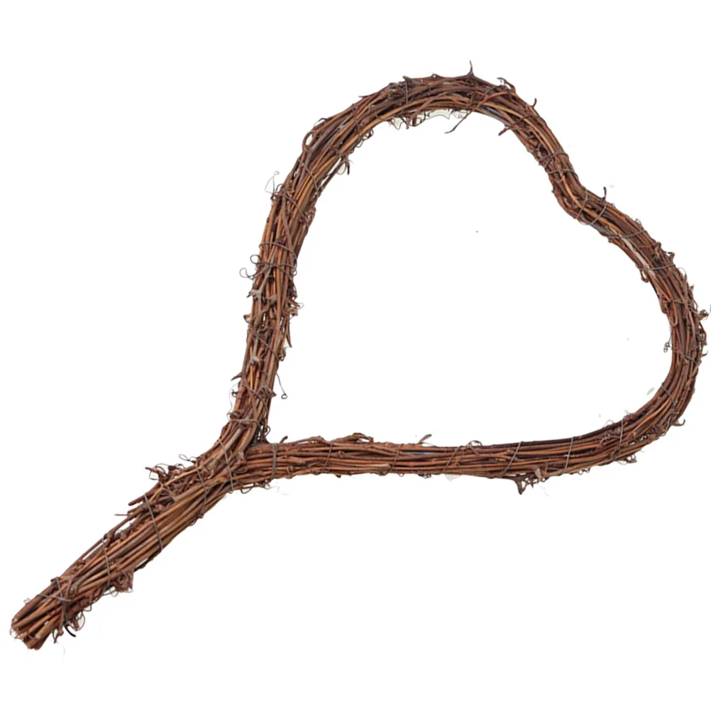 

Natural Heart Shaped Rattan Wreath Handmade DIY Craft Frame Garland Decoration for Christmas Easter Halloween