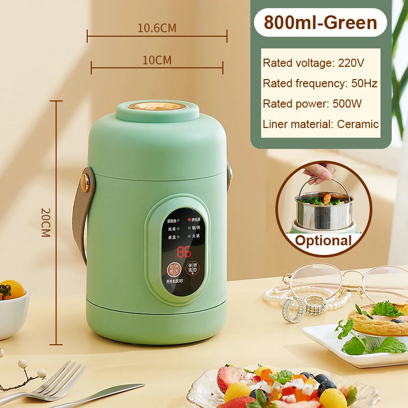 Electric Kettle Rice Cooker Lunch Box Portable Mini Soup Stew Slow