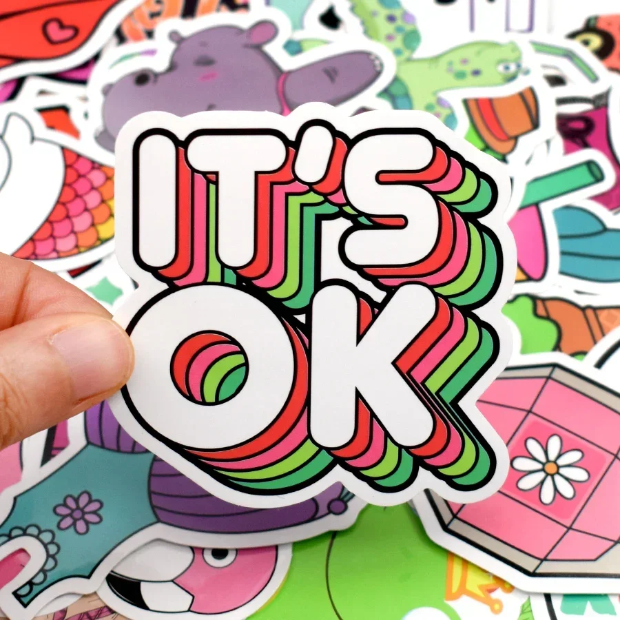 50 PCS 핑크 소녀 귀여운 스티커 유행 Kawaii 여름 해변 스티커 가방 모토 자동차 노트북 기타 자전거 선물 어린이를위한 장난감