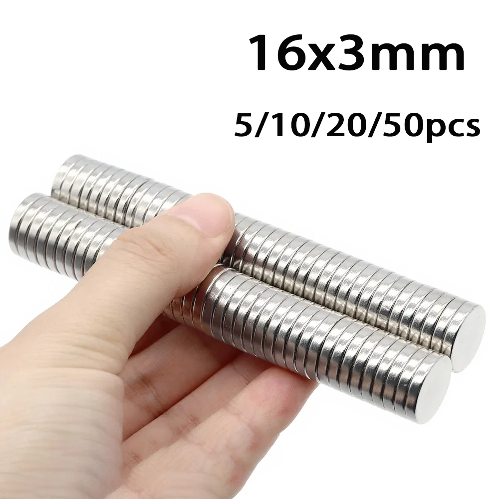 

5/10/20/50pcs Super Strong Magnets 16x3mm NdFeB Neodymium Powerful Disc imanes Rare Earth Magnet Cubes Nickel Plated Magnets