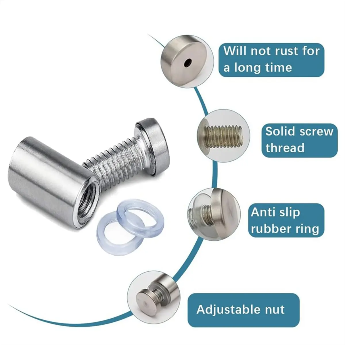 FOR HOME 3/4 Dia X 1Inch(19x25mm) Standoff Screws Wall Mount Sign Holders Acrylic Glass Nails 8PCS