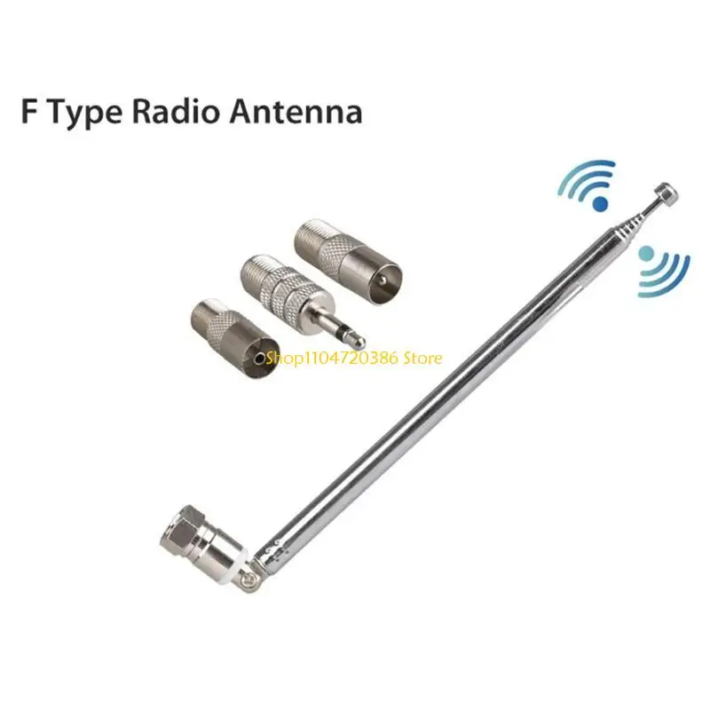 K0EA F Type  FM Radio Aeria Telescopic FM Aerial Replacement F Type Female Plug Connector for w/ 3 Adapter Indoor Radio Recei