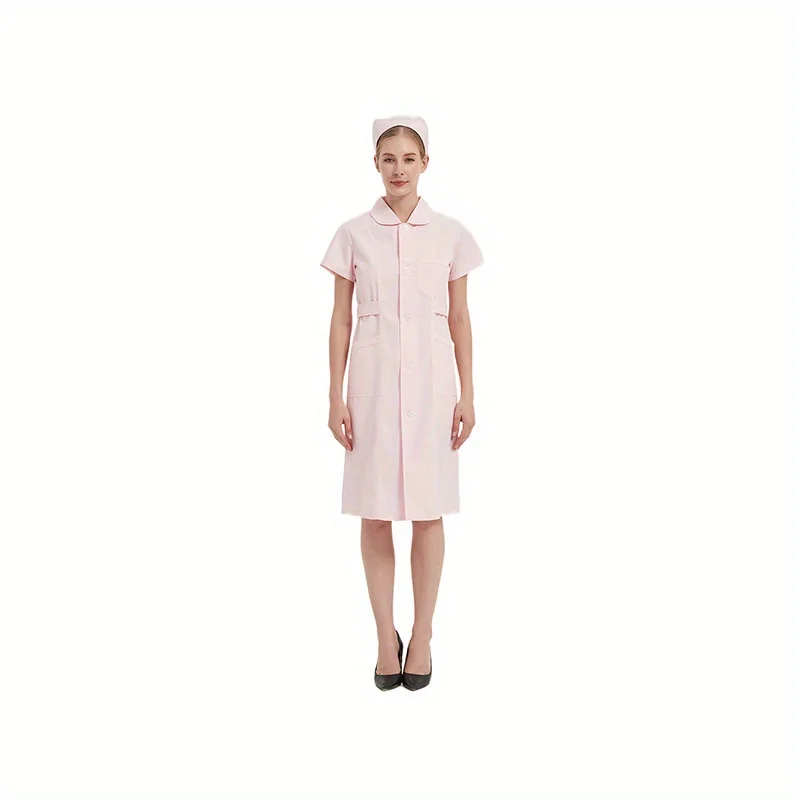 Women's Short Sleeve Nurse Uniforms White Lab Coats for Spring Summer Nursing Aesthetic Outfit