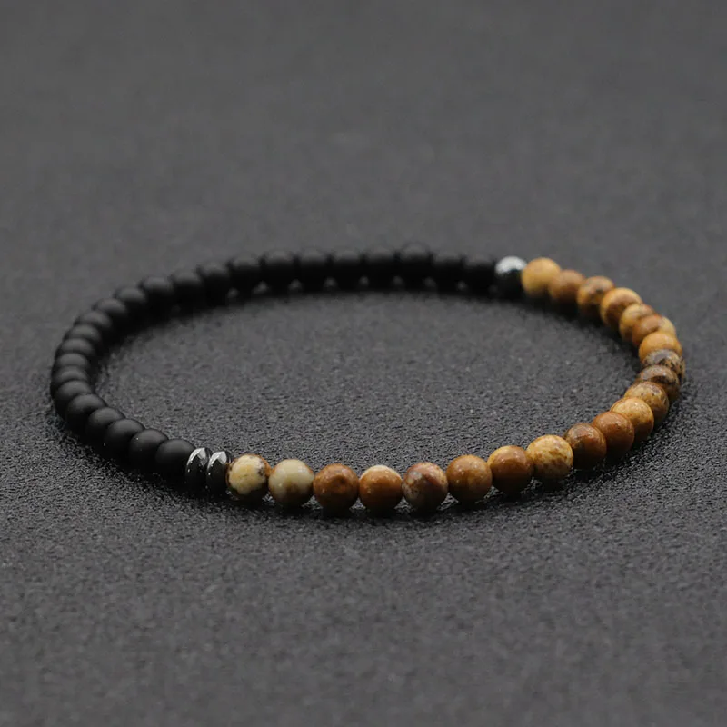 New 4mm Beaded Bracelet Men Women Natural Agates Lava Stone Braclet Couple Brazalete Valentine's Braslet Beach Jewelry Pulseira