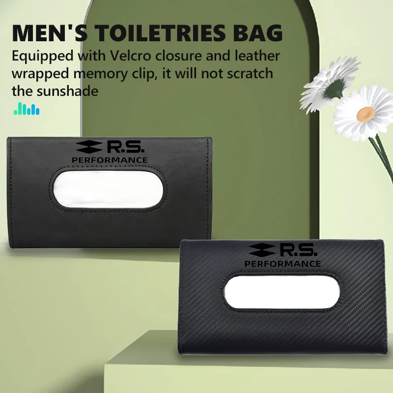 Universal Car Sun Visor Leather Tissue Box Storage Tissue Bag For Renault Clio RS Megan Logan Laguna Kadjar Duster