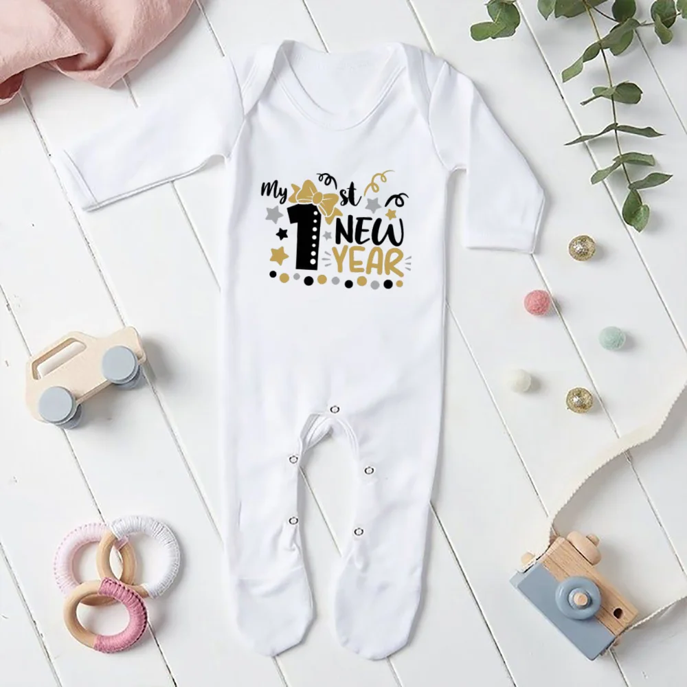 My 1st New Year 2025 Newborn Baby Rompers Long Sleeve Infant Jumpsuit Hello 2022 Baby Boys Girls New Year Ropa Clothes