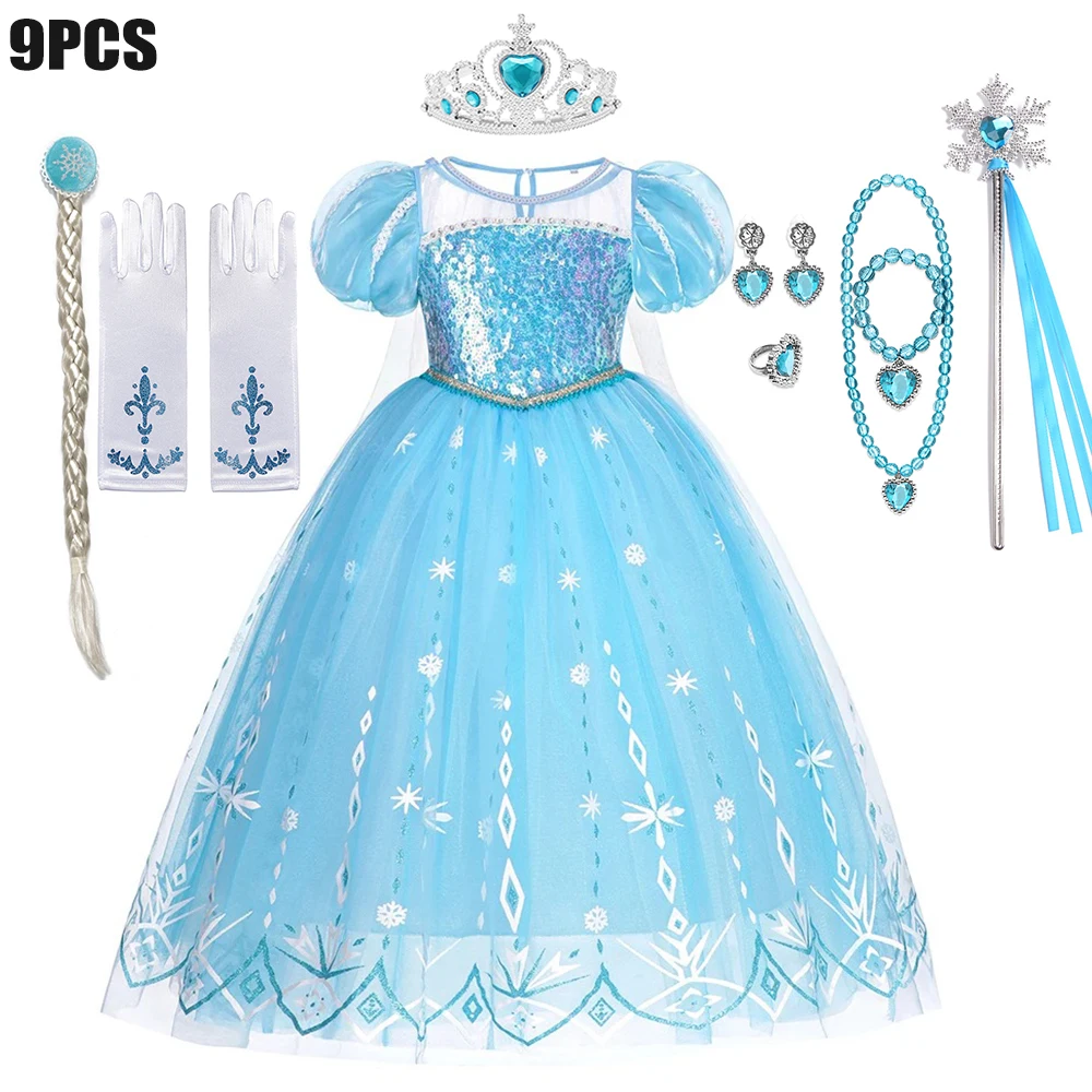 Disney Sleep Beauty Aurora Princess Girl Costume Kids Girl Luxury Birthday Party Rapunzel Frozen Halloween Party Cosplay Outfits