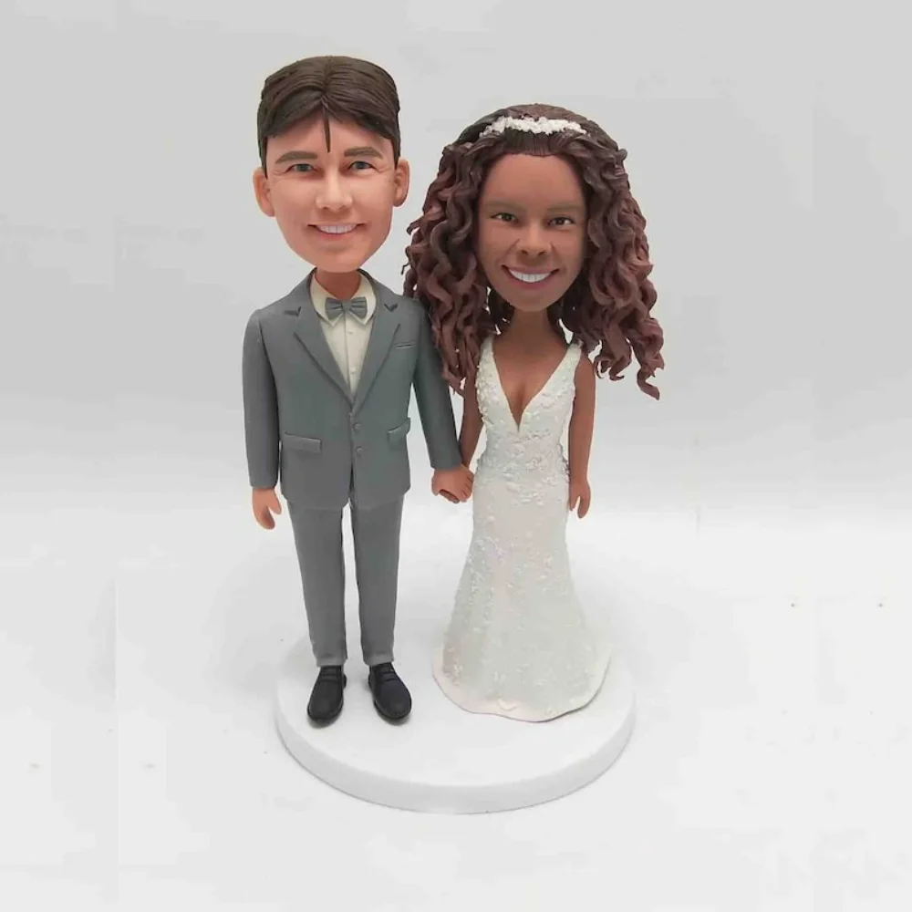 

Personalized Doll Sculptures with Photos Gift for Couple Wedding Anniversary Handmade Clay Figurine Memory Gift Keepsake Art