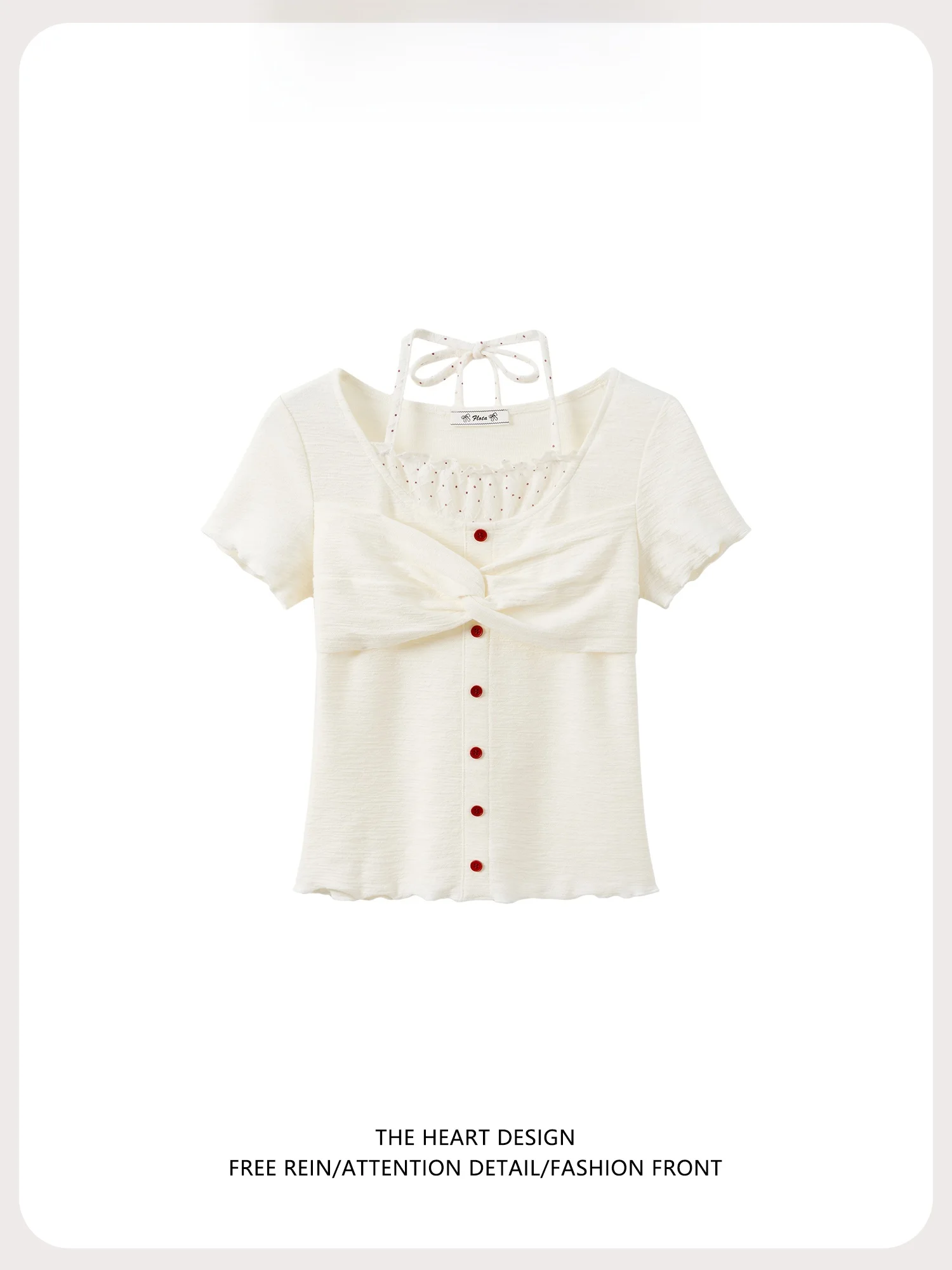 

Летняя женская футболка в горошек с завязками, приталенная, модная, повседневная, из смесового хлопка и полиэстера, с эластичной вставкой