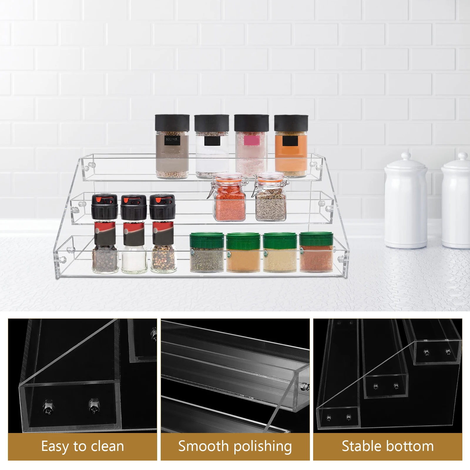 

Sturdy Seasoning Storage for Kitchen Countertop Cabinet Closet Spice Organizer Shelf Rack Container Holder for Spices