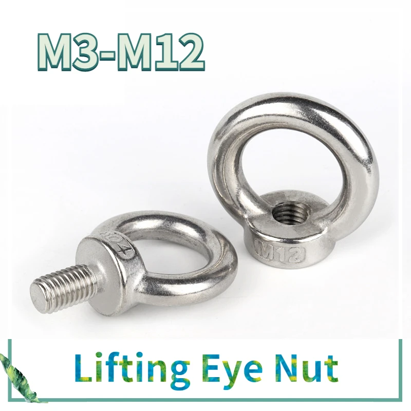 M3 M4 M5 M6 M8 M10 M12 304 Stainless Steel Lifting Eye Nuts/ Screw Ring Eyebolt Ring Hooking Nut Screws