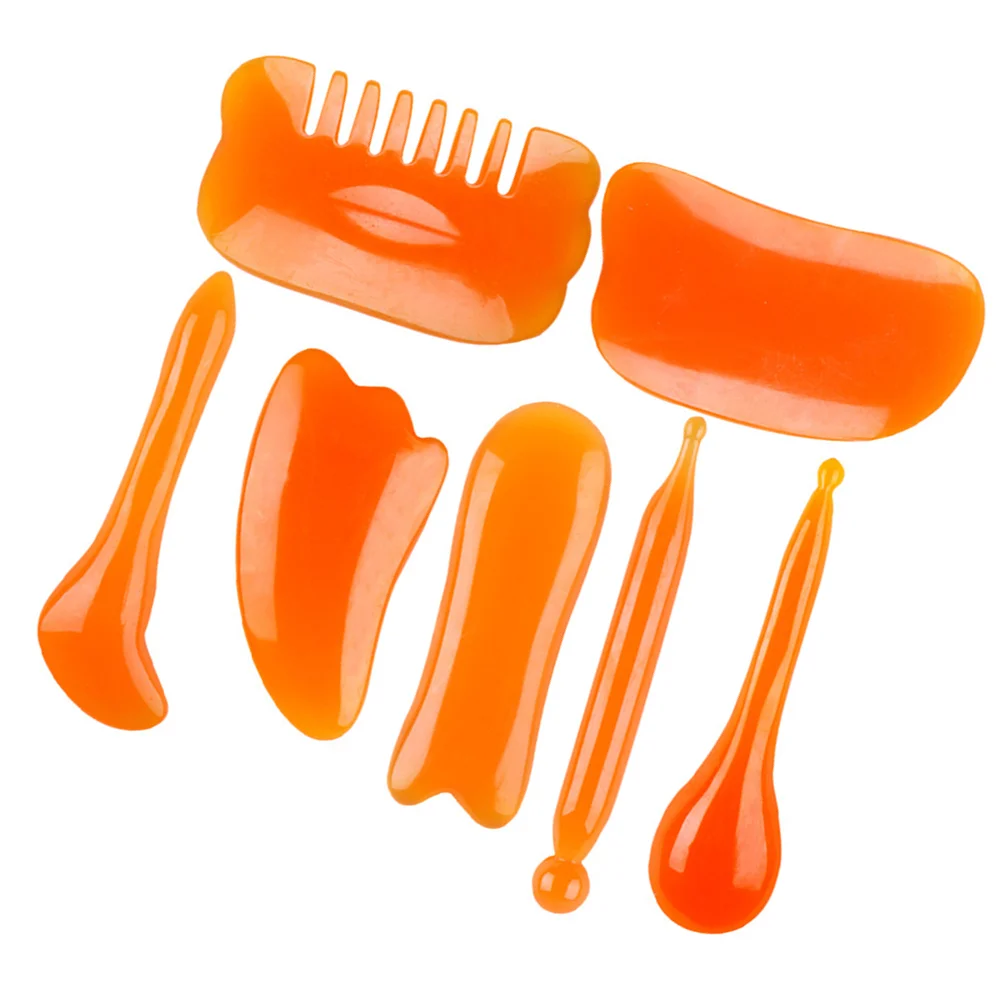 

1 Set of 7pcs Massaging Scraping Massage Tools Facial Body Resin Beeswax Scraping Boards massaging board