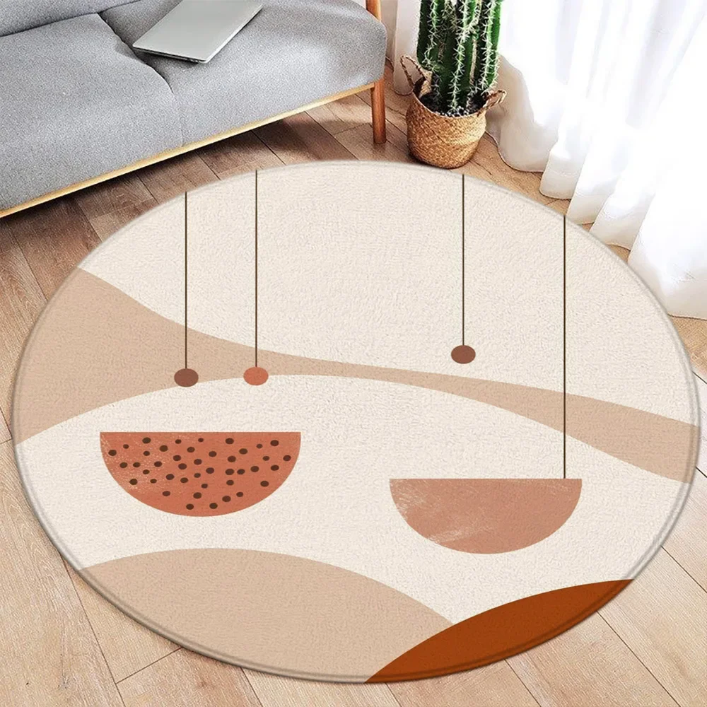 Mid Century Black Cat Abstract Geometric Living Room Decoration Vintage Round Rug Bedroom Rugs Home Floor Mats Washable Rugs