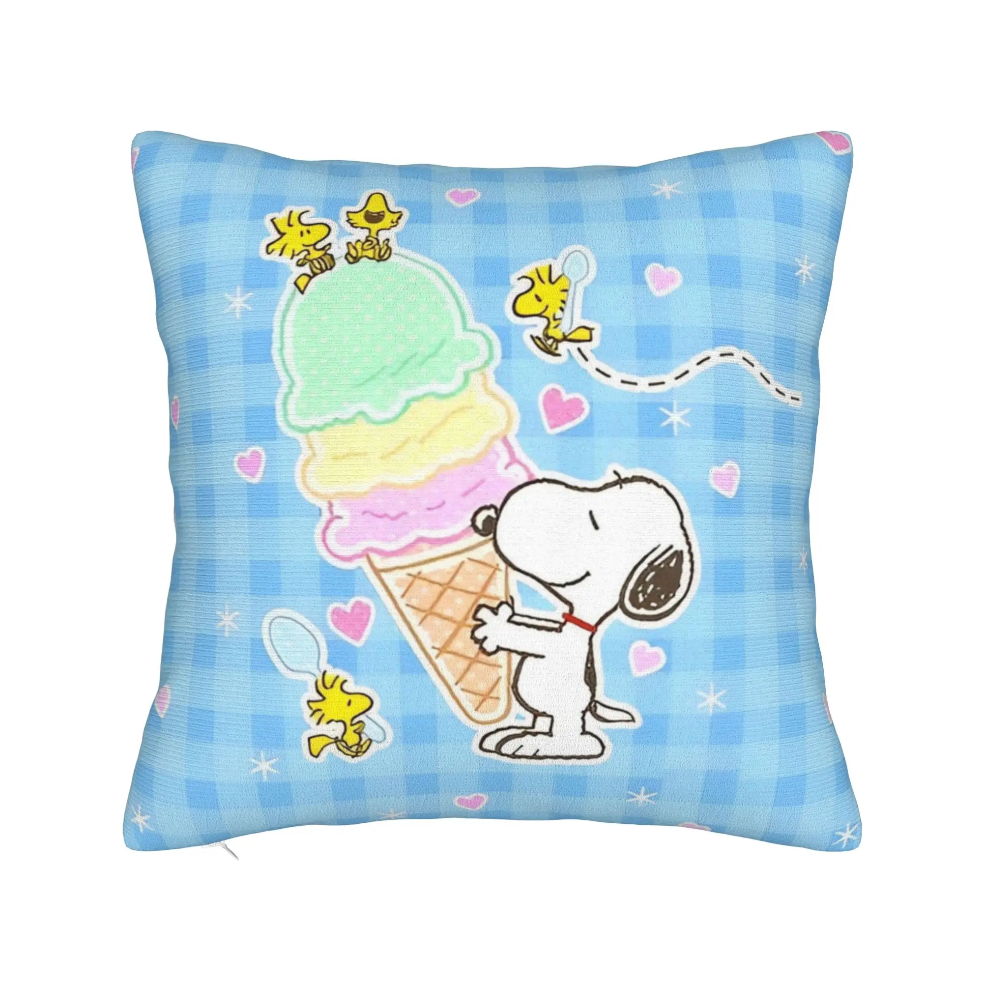 S-Snoopys Sweet Dog Blue Square Pillowcases Polyester Room  Cushion Cover Creative Decorative Pillowcase 40*40