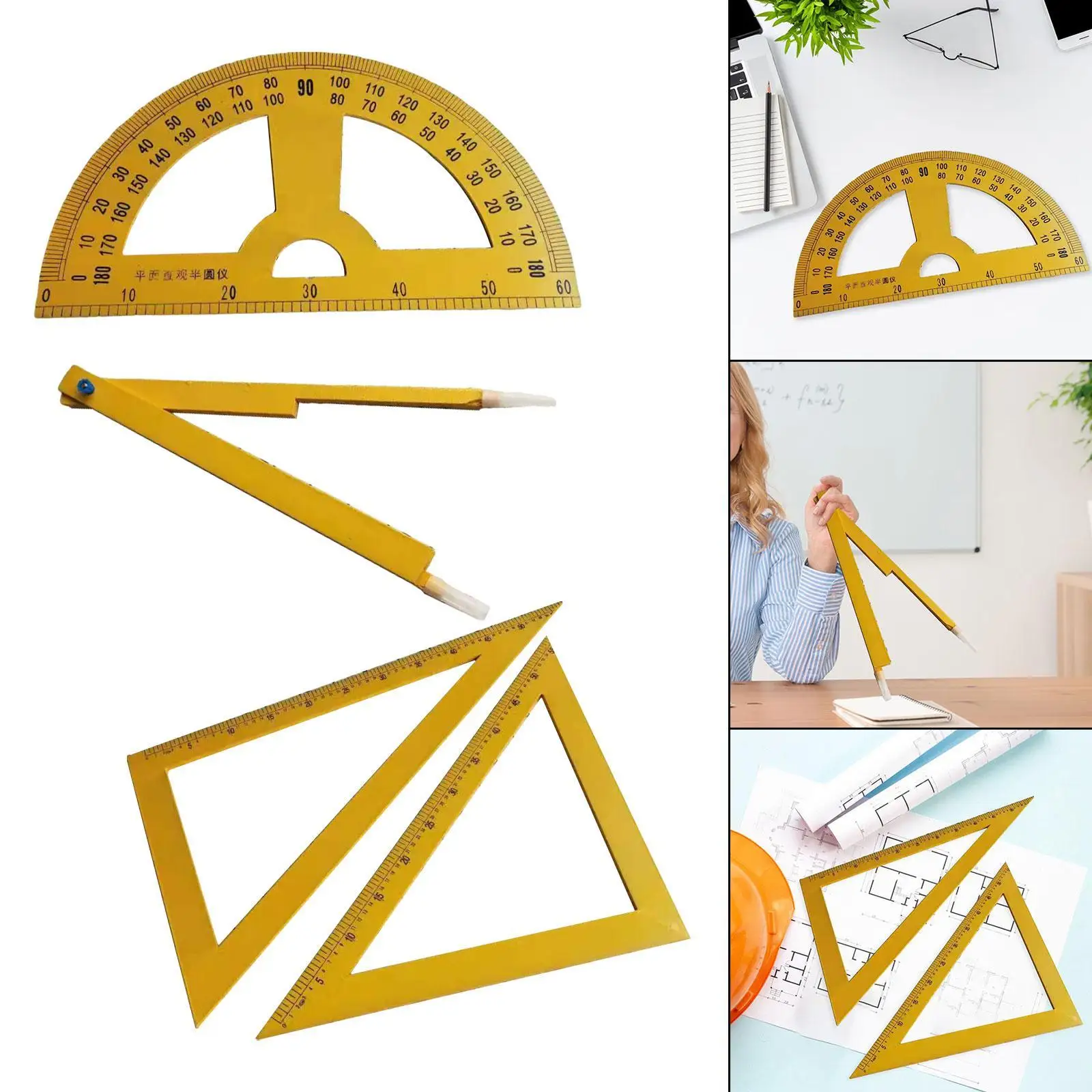 Whiteboard-Geometrie-Lineal, großes digitales Lehrmaterial, mathematisches Geometrie-Lineal zum Zeichnen, technische Tafel, weiße Tafel