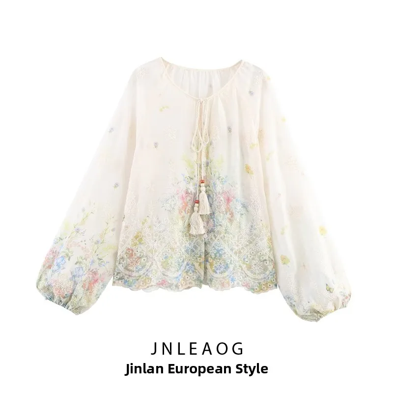 เสื้อผู้หญิงทรงหลวมสไตล์ลำลอง ผ้าโพลีเอสเตอร์ แบรนด์ JNLEAOG รุ่น Spring New Sle  แบบกระดุมเดี่ยว ทรงกลม รุ่น Faionable Lantern Sve