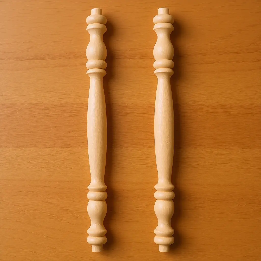 Picture 7: 2Pcs Unfinished Solid Wood Spindles Column Design Decorative Baluster for Stairs Banister Wine Column Head Home