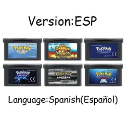 Cartucho de juegos GBA, tarjeta de consola de videojuegos de 32 bits, Pokémon, AshGray, cristal líquido, platino, Océano, azul, idioma español