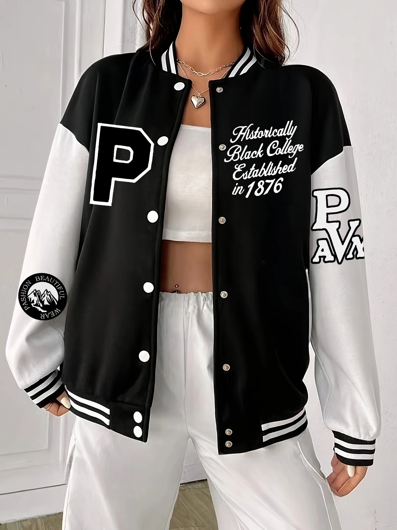 

Историческая черная одежда для студенческого дизайна, женская осенняя уличная одежда, американский топ, модные куртки, повседневная уличная бейсбольная майка