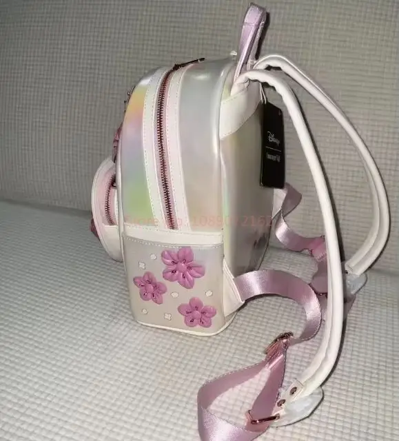 【جديد】Loungefly Pink Stitch & Angel Cherry Blossom Heart حقيبة ظهر صغيرة جدار المرأة محفظة الهدايا حافظة للبطاقات محفظة مزدوجة قابلة للطي للعملات المعدنية #5