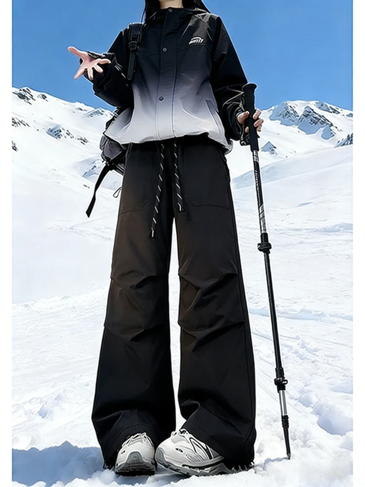 

Утепленные флисовые лыжные брюки унисекс для активного отдыха, водонепроницаемые, ветрозащитные, с подкладкой из овечьего меха, молодежные, для защиты от холода (Харбин)