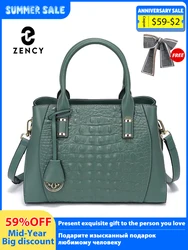 Borse in alligatore da donna alla moda Zency Borsa in vera pelle bianca con manico superiore Borsa a tracolla di design di lusso da donna Borsa tote blu