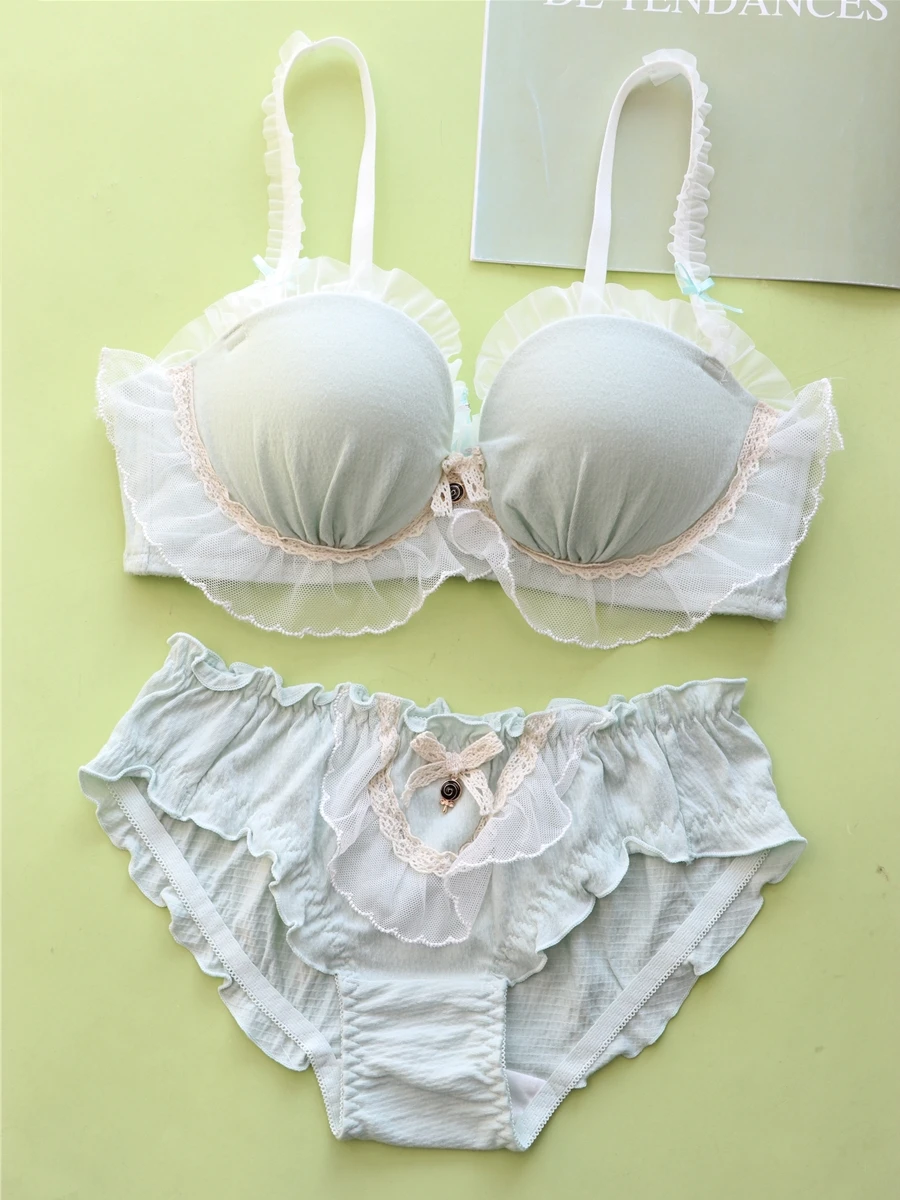 No steel ring medium and thin girls underwear set comfortable sweet bow sexy small bra comfortable soft spring lingerie