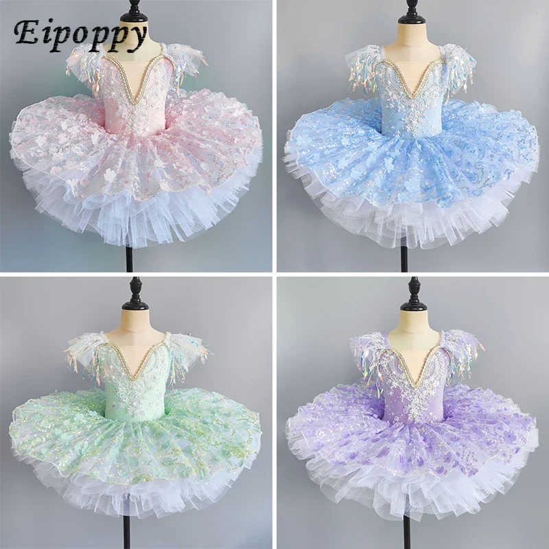 

Children's New Year dance dress, ballet girl, swan dance dress, dancing fluffy gauze skirt