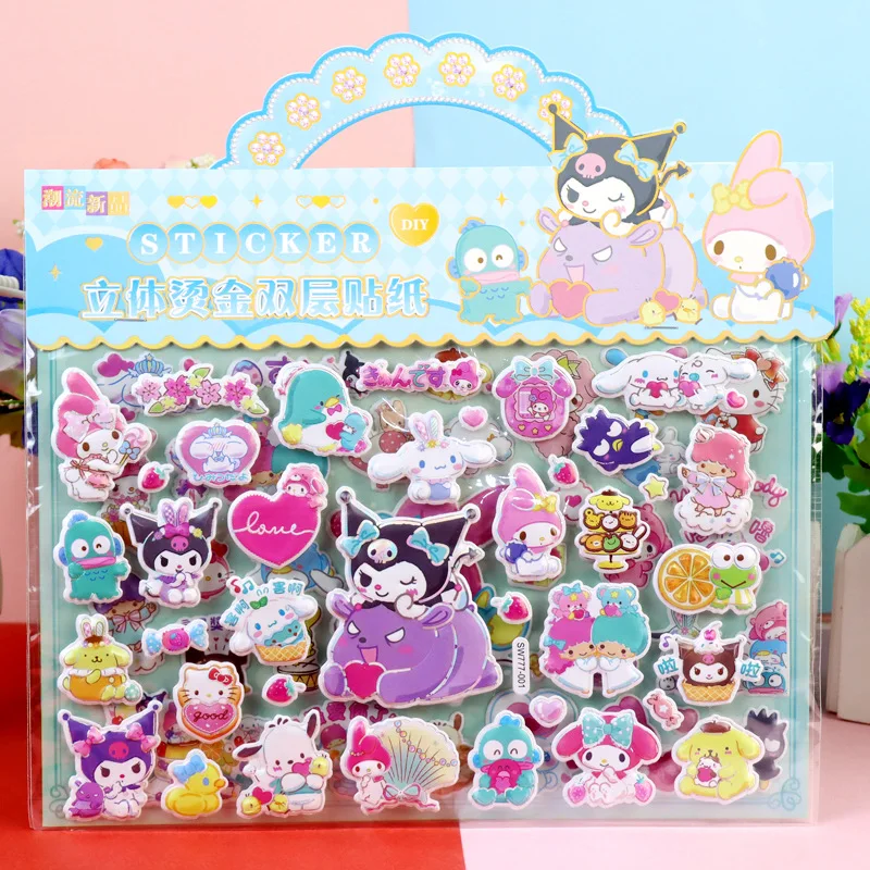 12pack/lot Sanrio Melody Kuromi Stickers Creative Scrapbooking DIY Diary Decorative Stationery Sticker Album Stick Label