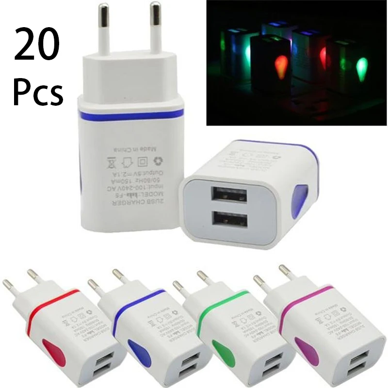 

20Pcs USB Wall Charger for iPhone Samsung Xiaomi Dual Port Travel Plug Power Adapter Compatible for Phone Quick Charge 3.0