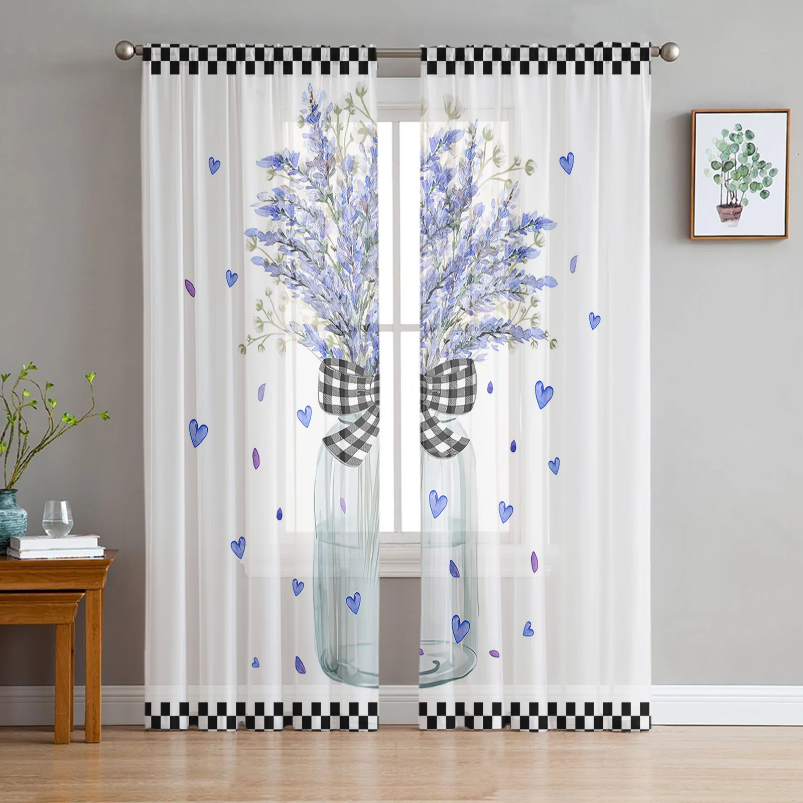 

Flower Watercolor Flower Sheer Curtains For Living Room Tulle Window Curtain Bedroom Kitchen Veil Drapes