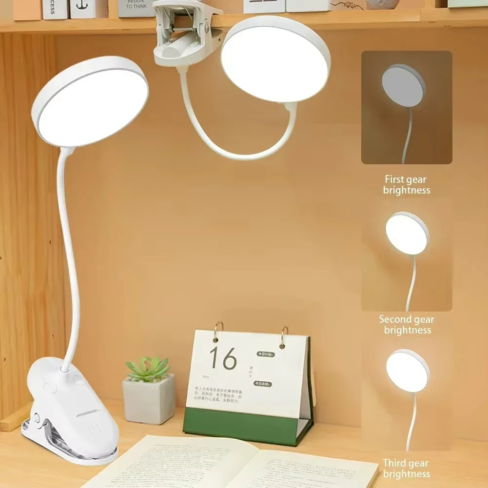 USB Plug-in Table Lamp DC5V Desk Lamp With Clip Bed Reading Book Night Light LED Desk Lamps 3 Modes Dimming Eye Protection