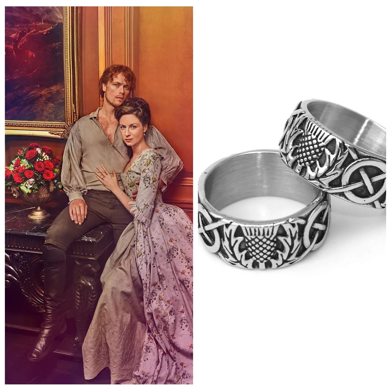 

PARELEGZO TV Outlander 316L Stainless Steel wedding Ring replica TV Love Design Mens Women Jewelry Accessories Rings