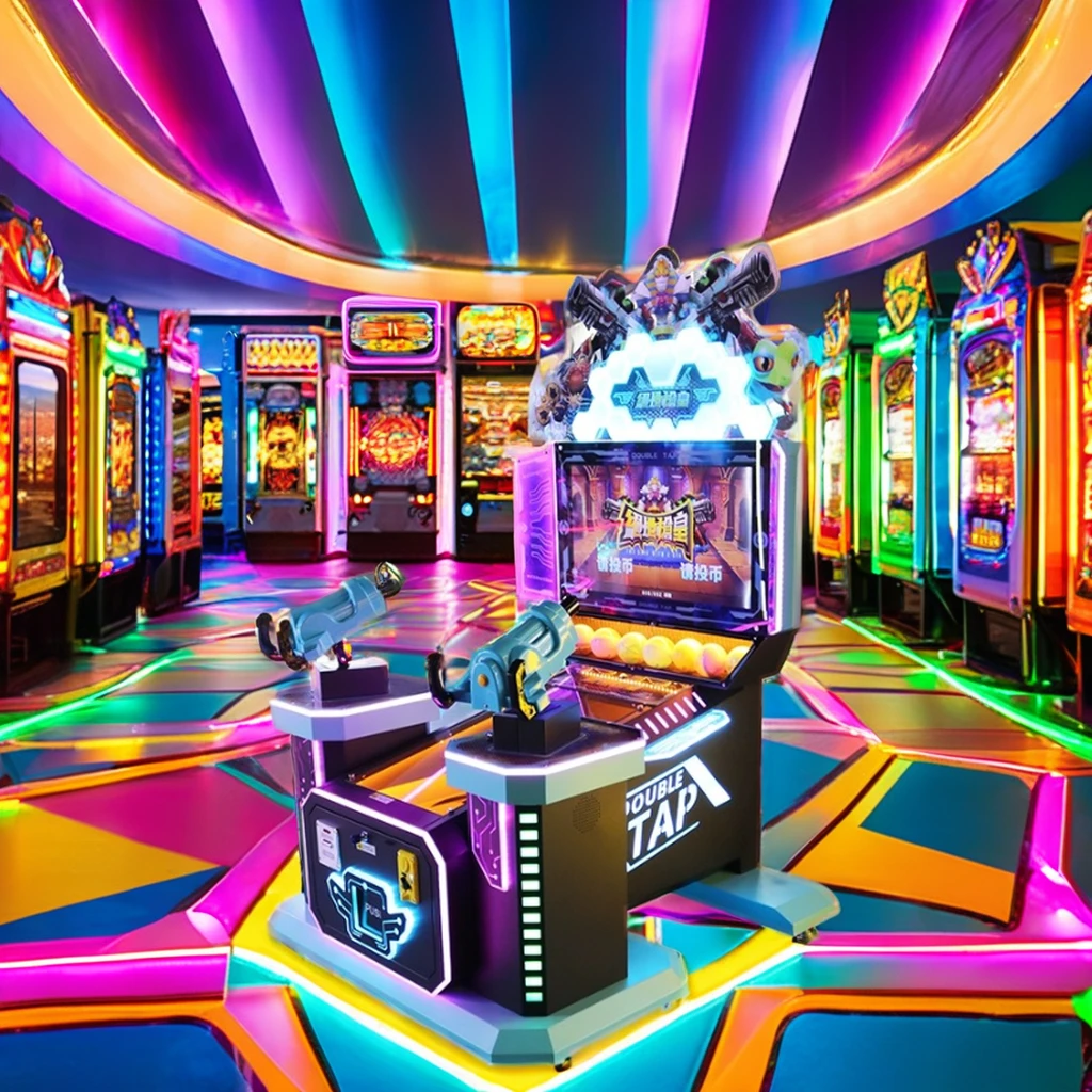 آلة أركيد الرماية التي تعمل بقطع النقود المعدنية للأطفال يلعبون ألعاب الفيديو جهاز محاكاة التأرجح الملاهي المعدنية