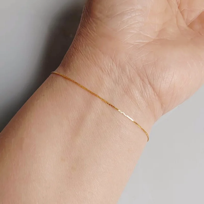 SMILE Real 18K gold Chopin bracelet pure AU750 gold foot chain bracelet women\'s boutique jewelry gift B0039