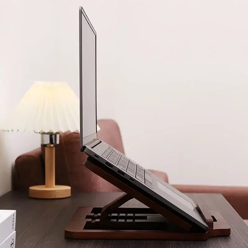 Accesorios Para Computador Portatil 대나무와 나무 접이식 휴대용 높이 증가 열 방출 지원 노트북 스탠드