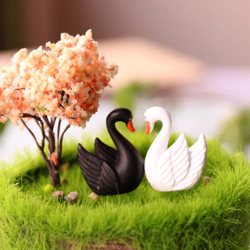 Wróżka akcesoria ogrodowe miniaturowy Mini krajobraz ze zwierzęciem ryby figurka psa mała kaczka Flamingo Terrarium rzemiosło żywiczne Decor DIY