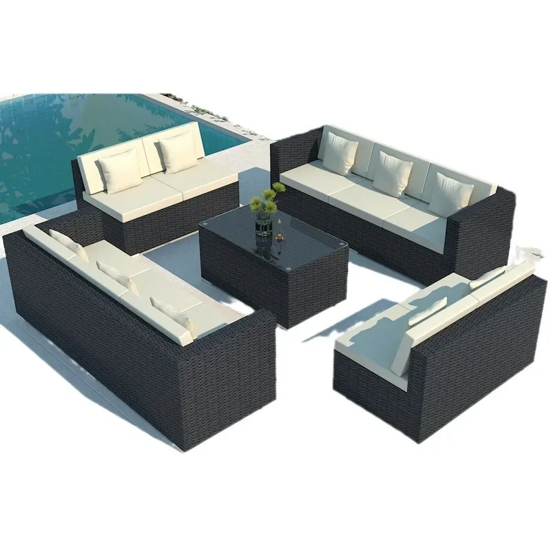 

leisure living room combined courtyard terrace balcony rattan art outdoor rattan chair rattan bed and breakfast waterproof