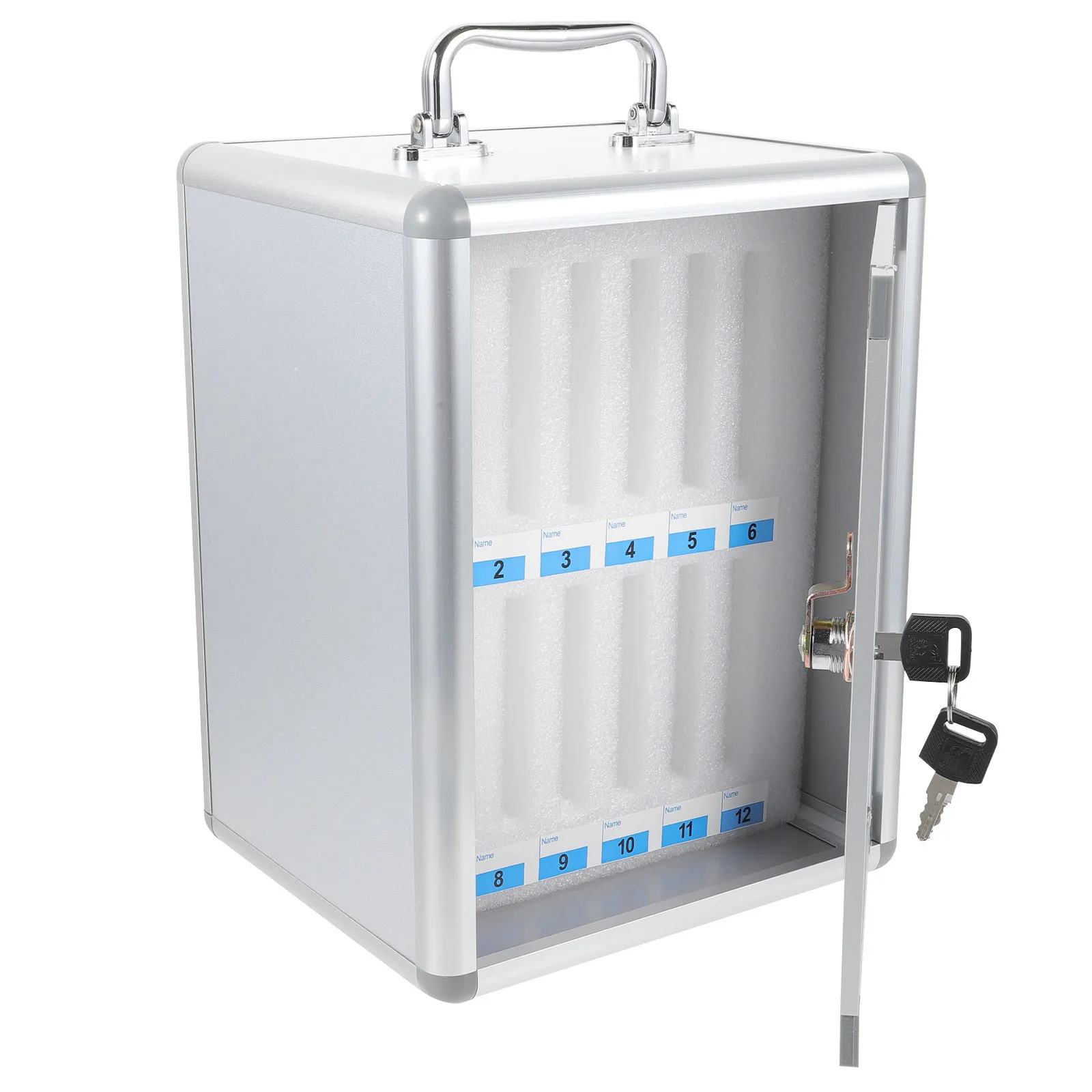 Phone Storage Box Heavy Duty Multi Slot Mobile Device Organizer with Carry Handle for Conference Rooms