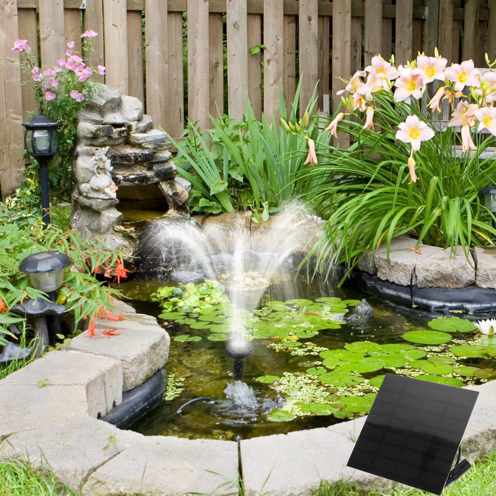 

Kit 4 Spray Heads 200L/h Powered for Bird Bath Waterfall Garden Decoration Pond Pump Waterfall Solar Powered Solar Pond Fountain
