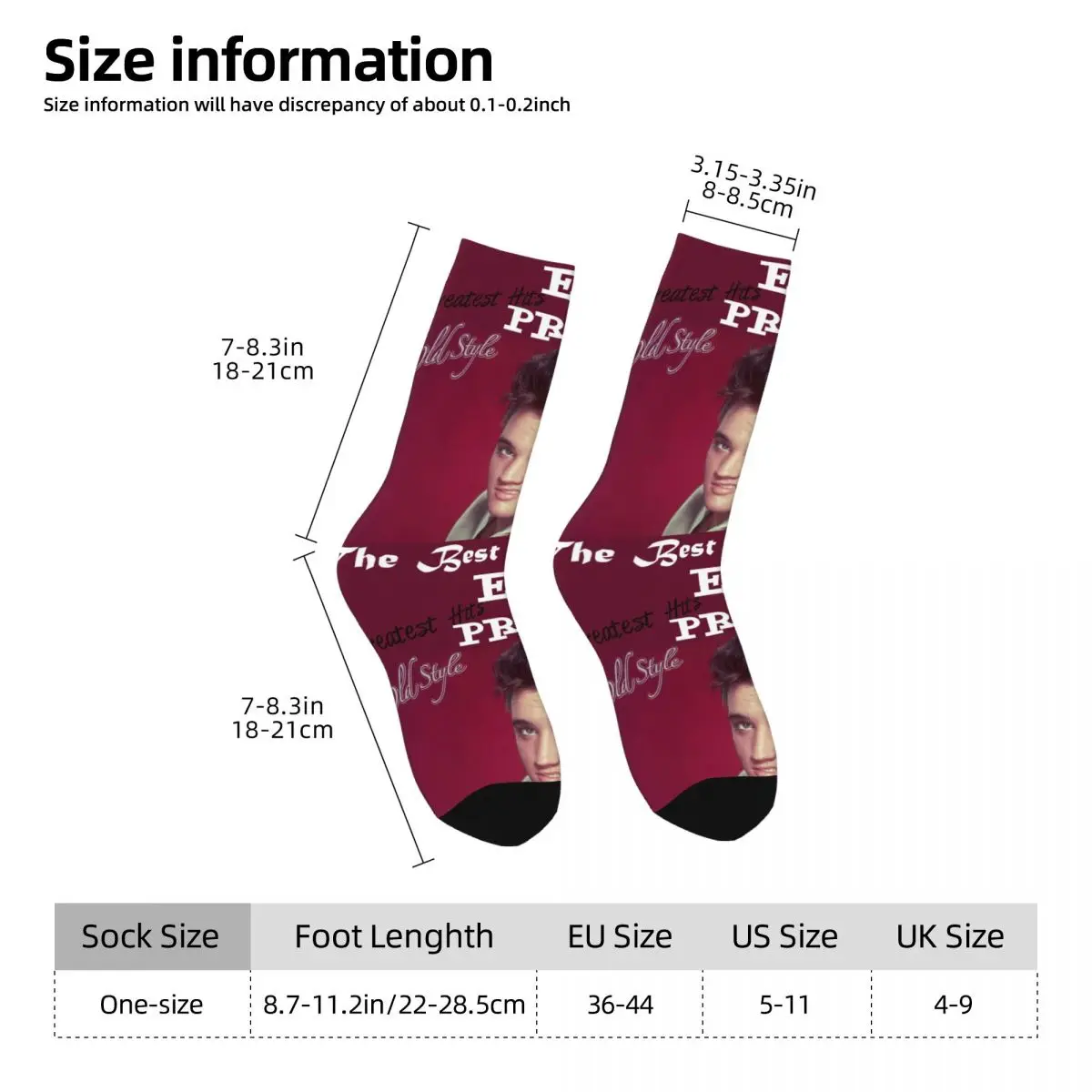 Funny Crazy Sock for Men Best Music Hip Hop Harajuku E-Elvis Singer Presley Happy Quality Pattern Printed Boys Crew