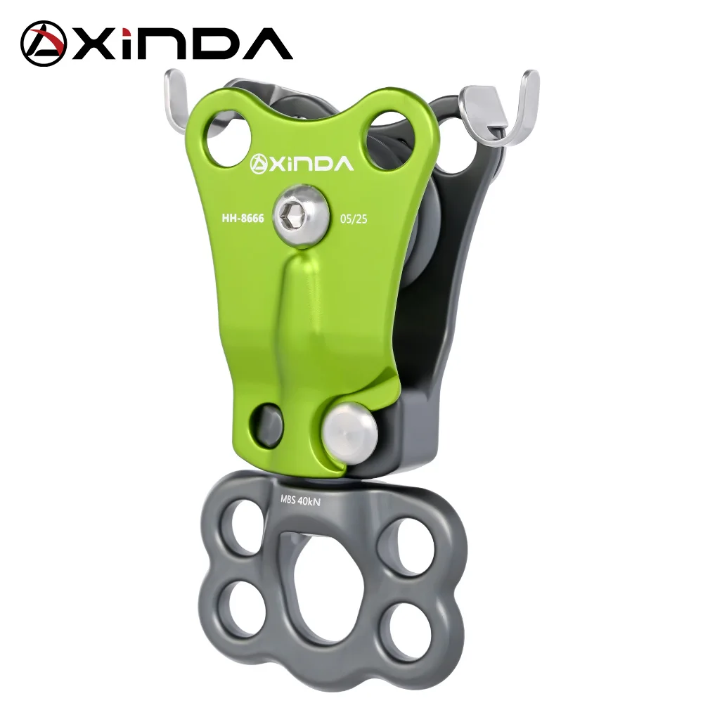 Outdoor Universal Joint Rotating Pulley, Climbing High-Altitude Operation Rescue Transportation Double Pulley for Rigging