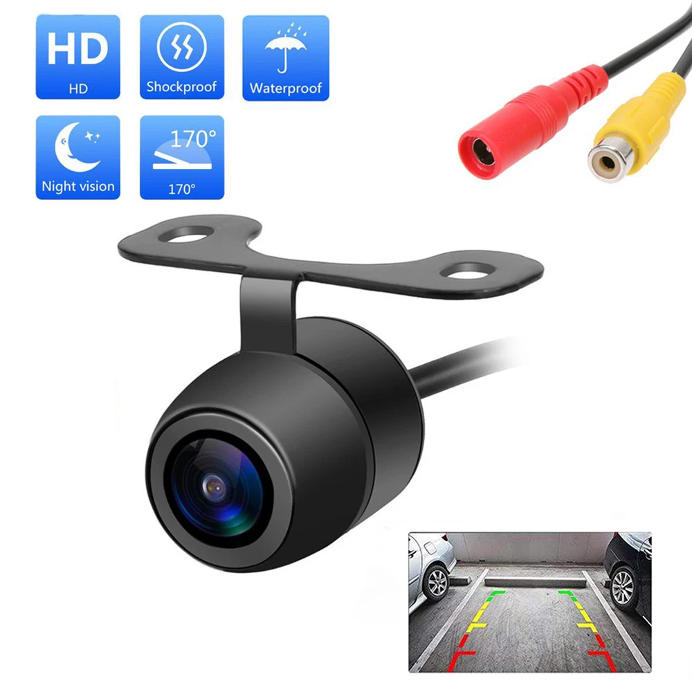Car Rear View Camera Vision Reversing Auto Parking Monitor Waterproof 8 LED Night 170 Degree HD Video Round Back Up Camera