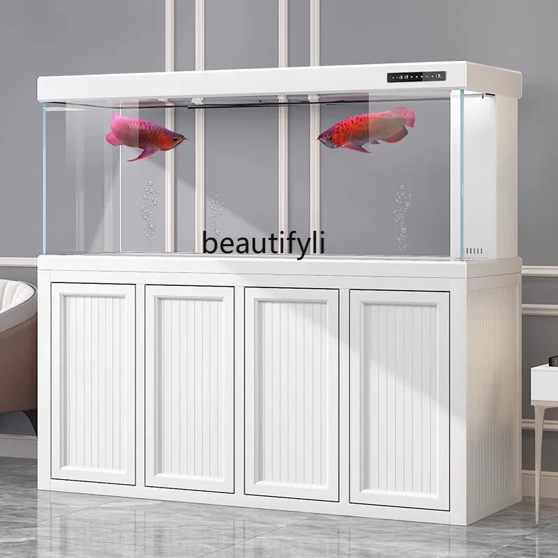 E153 Large fish tank living room ultra-white glass ecological bottom filter system integrated dragon fish tank customization
